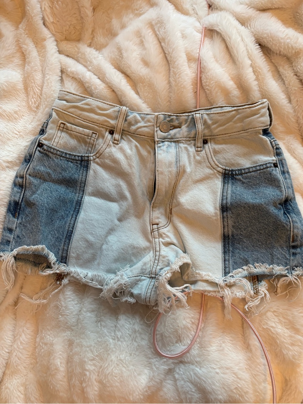 PacSun Two-Tone Cutoff Denim Shorts - Light Blue & Dark Blue